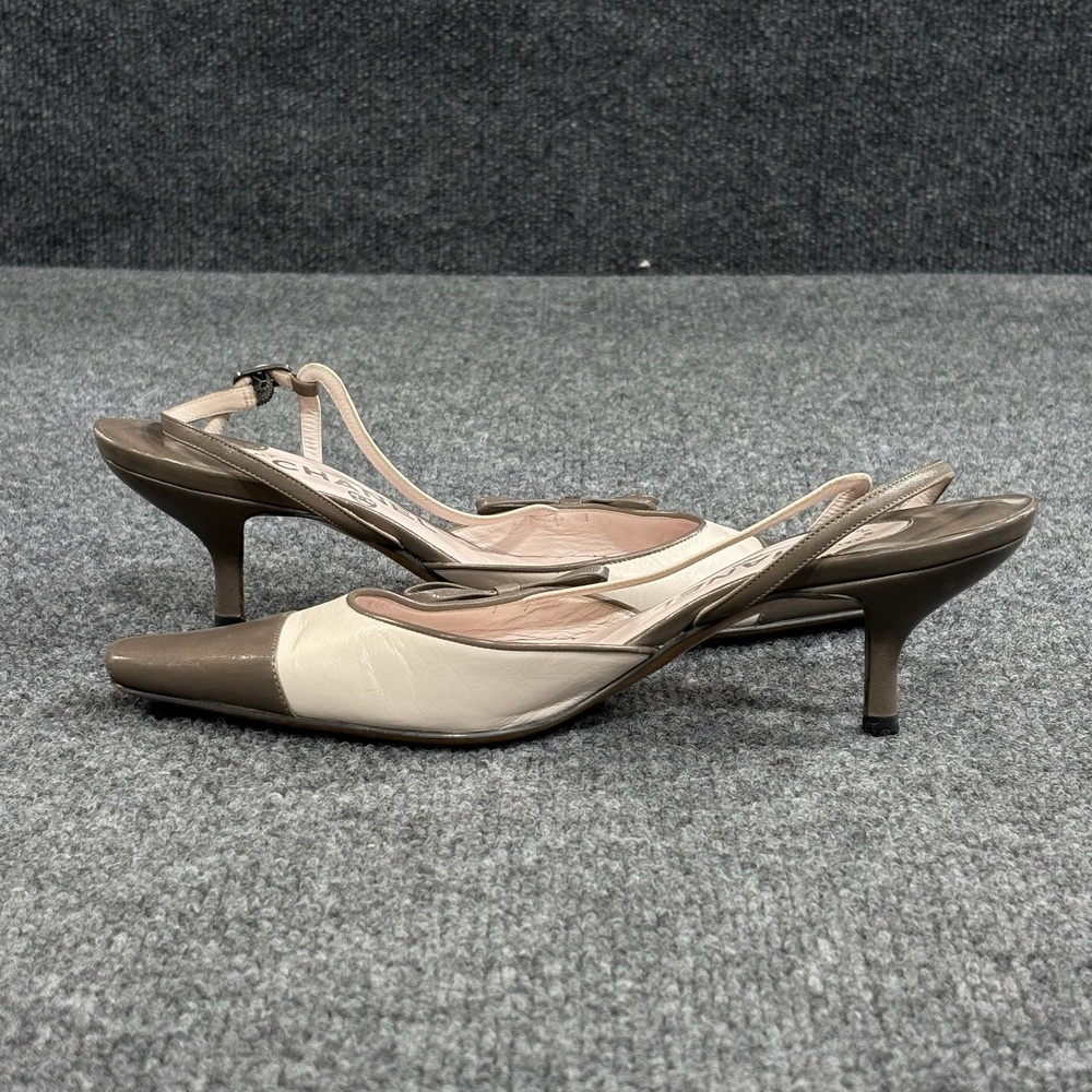 Chanel Shoes Womens 5.5 EU 36 Beige Colorblock Slingback Kitten Heels Italy